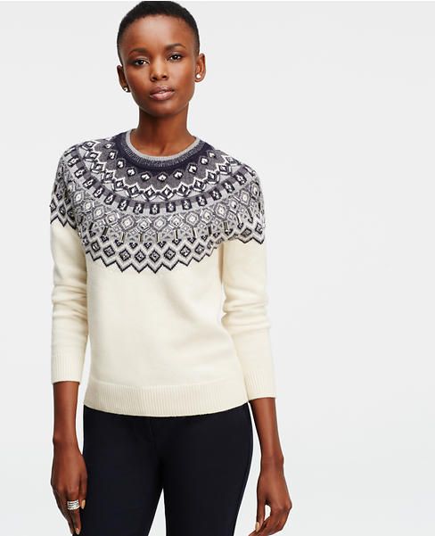 Embellished Fairisle Sweater | Ann Taylor