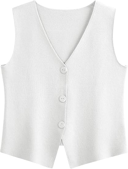 LILLUSORY Sweater Vest Women Sleeveless V Neck Trendy Spring Tops Dressy Button Up 2025 Knit Work... | Amazon (US)