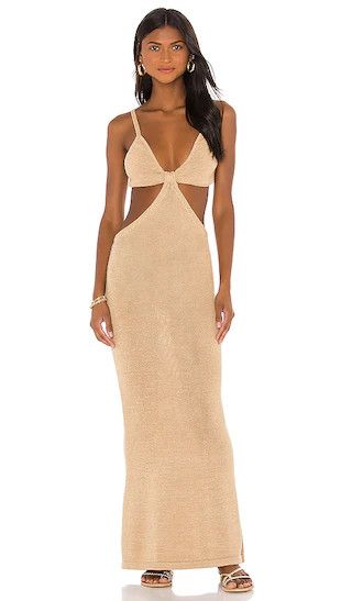 Serita Knit Dress in Sand | Tan Dress | Nude Dress | Beige Dress | Cut Out Dress | Revolve Clothing (Global)