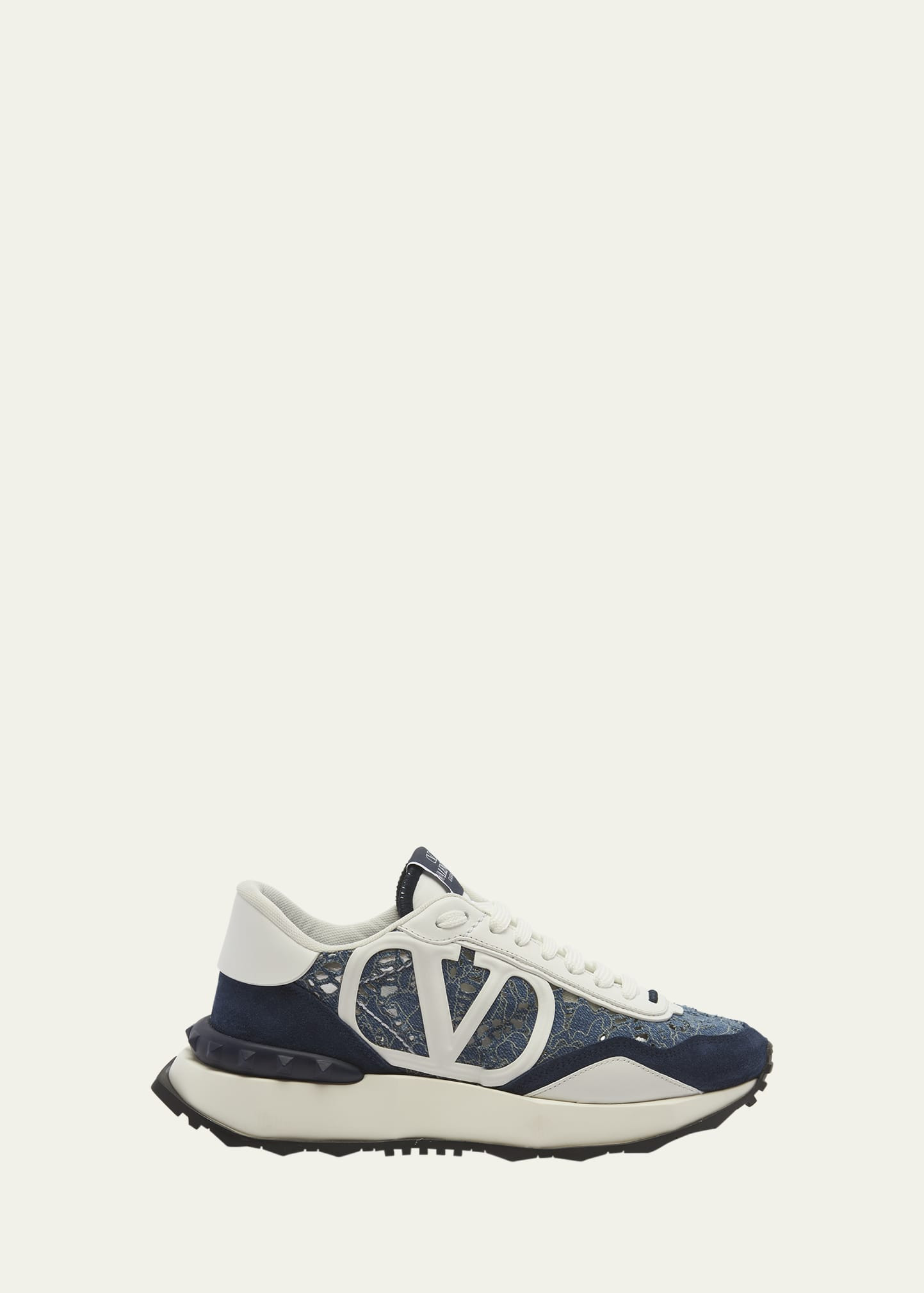 Valentino Garavani Lace Denim Vlogo Runner Sneakers | Bergdorf Goodman