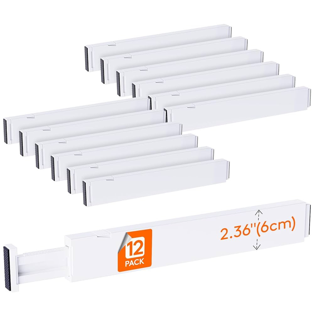 Lifewit 12 Pack Kitchen Drawer Dividers 2.36" High, 16"-22" Adjustable Drawer Organizer for Utens... | Amazon (US)