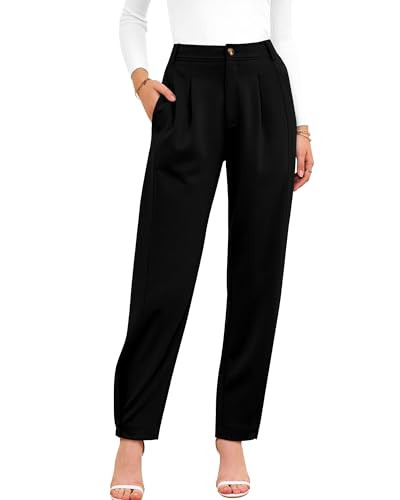 BTFBM Business Casual Outfits for Women Tapered Work Pants,Black,M | Amazon (US)