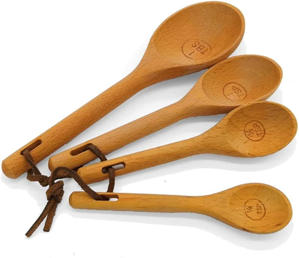 Three D Wooden Measuring Spoons by utensil, Engraved Accurate Spoons for Dry and Liquid Ingredien... | Amazon (US)