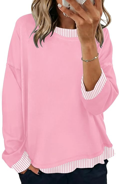 Soesdenmo Sweatshirt for Women 2026 Crewneck Long Sleeve Pullover Tops | Amazon (US)