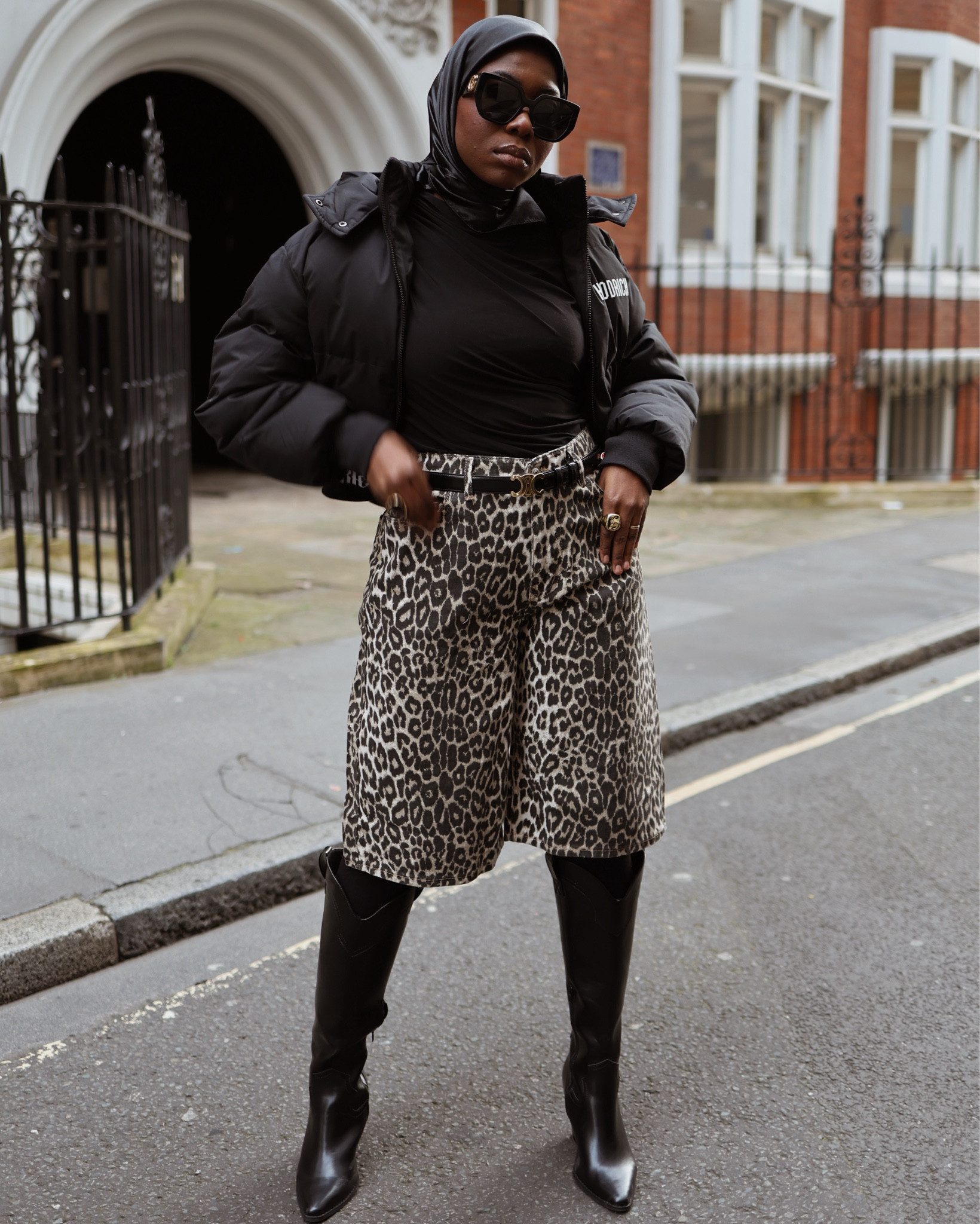 Jorts, modest fashion, black boots, cowboy boots, jorts style, black top, 

#LTKeurope #LTKmodest #LTKstyletip