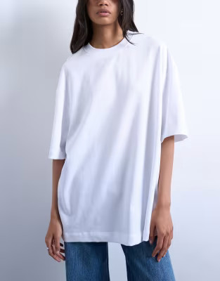 Topshop oversized drop shoulder tee in white | ASOS (Global)
