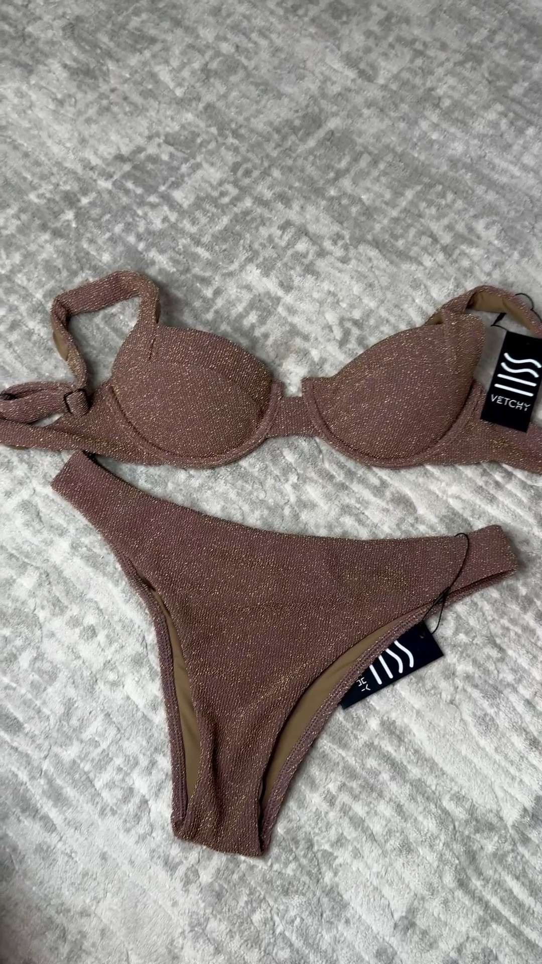 Super cute bikini from
@VETCHY  

Nice and stretchy fabric. Love the brown color with sparkles. 
Amazing quality and very fashionable.

#bikini #swim #travel #vetchy

#LTKdayinmylife #LTKTravel #LTKActive