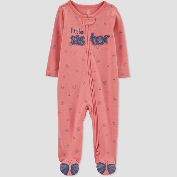 Baby Girls' Butterfly 'Little Sister' Footed Pajama - Just One You® made by carter's Pink | Target