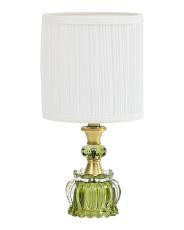 13in Glass Table Lamp With Pleated Shade | TJ Maxx