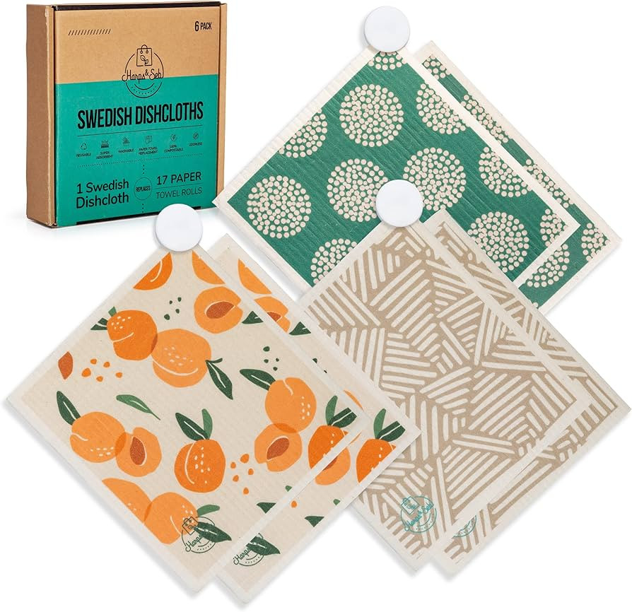 Harps&Seb Reusable Swedish Dishcloths, Super Absorbent Washable Swedish Dish Towels with Convenie... | Amazon (US)