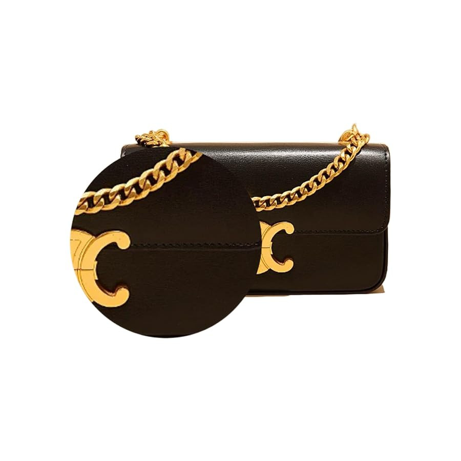 Elegant Real Leather Crossbody Bag, Burgundy Clutch, Single Shoulder Gold Bracelet | Amazon (US)