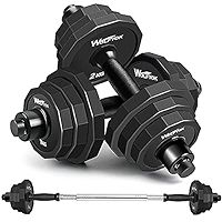 KISS GOLD Adjustable Dumbbell Set, 66 LB Weights Dumbbells Sets, Solid Cast-Iron Core Free Weight Se | Amazon (US)