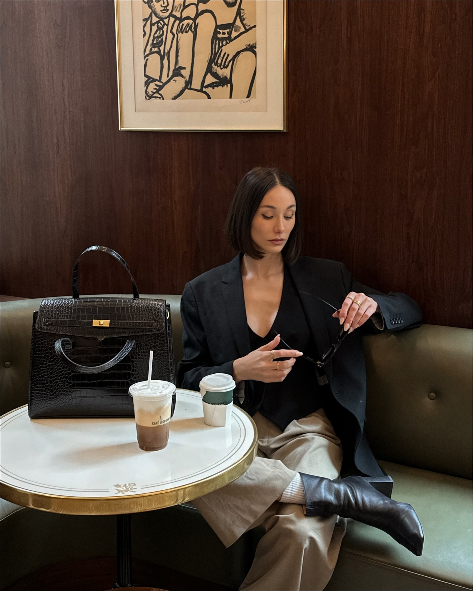 Spring outfit inspo, linen blend, blazer, Linen blazer, wide leg trousers, linen trousers, waistcoat, linen waistcoat, black suit, beige trousers, heeled boots, square toe boots, croc leather bag, black bag, office outfits inspo, mango, H&M, Arket, &otherstores 

#LTKfit #LTKSeasonal #LTKeurope