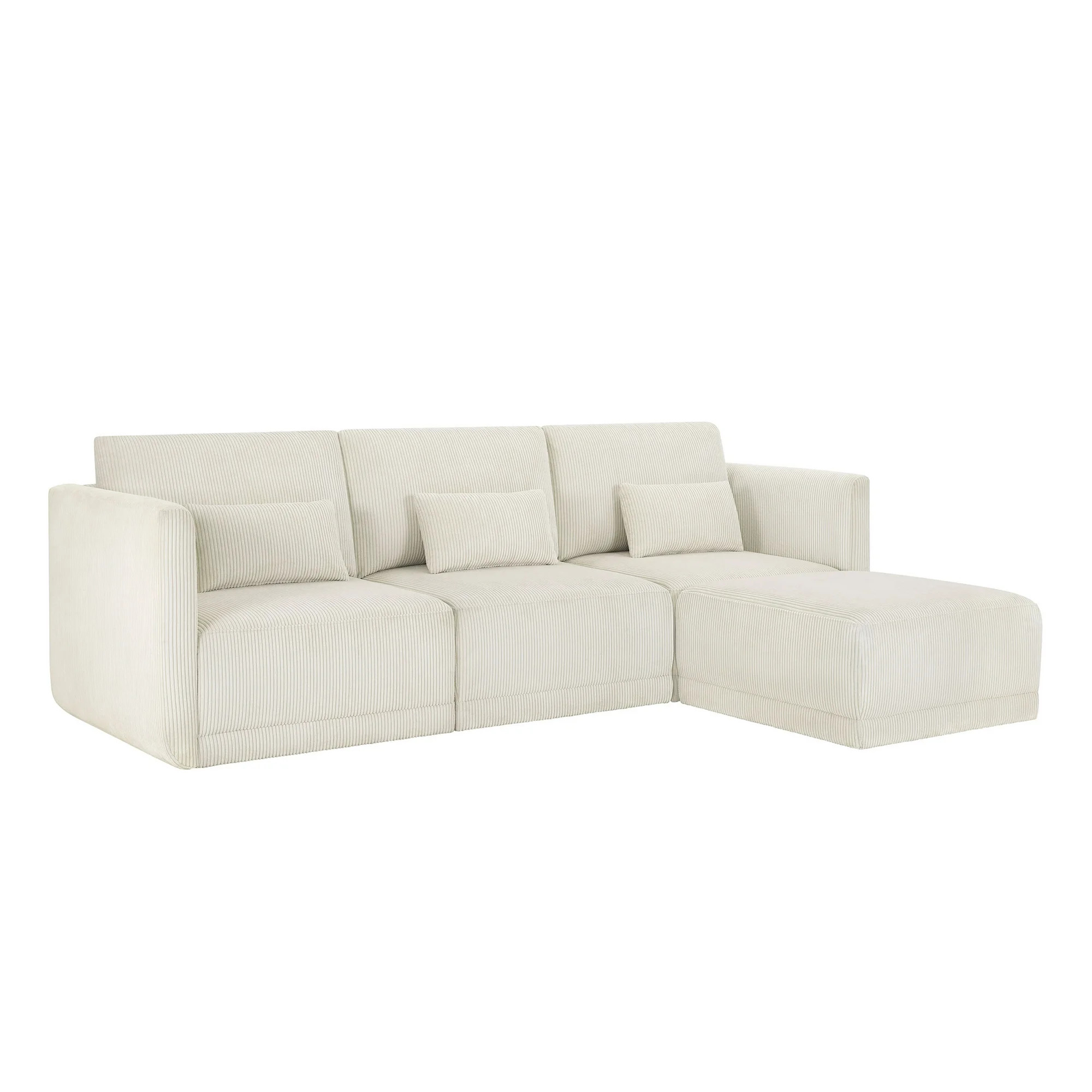 Beautiful Drew Modular Sectional Sofa with Ottoman by Drew Barrymore, Vanilla Cord | Walmart (US)