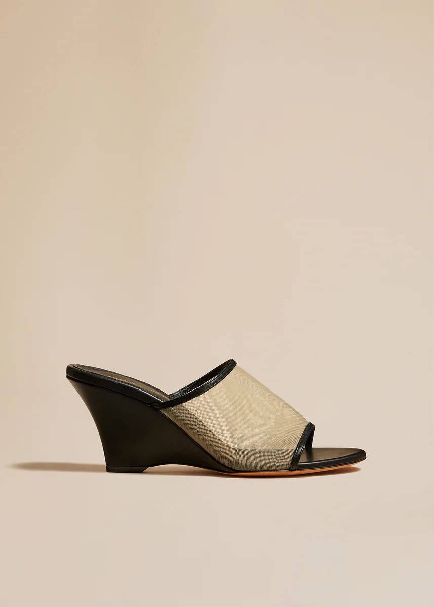 The Marion Wedge Sandal in Beige Mesh | Khaite