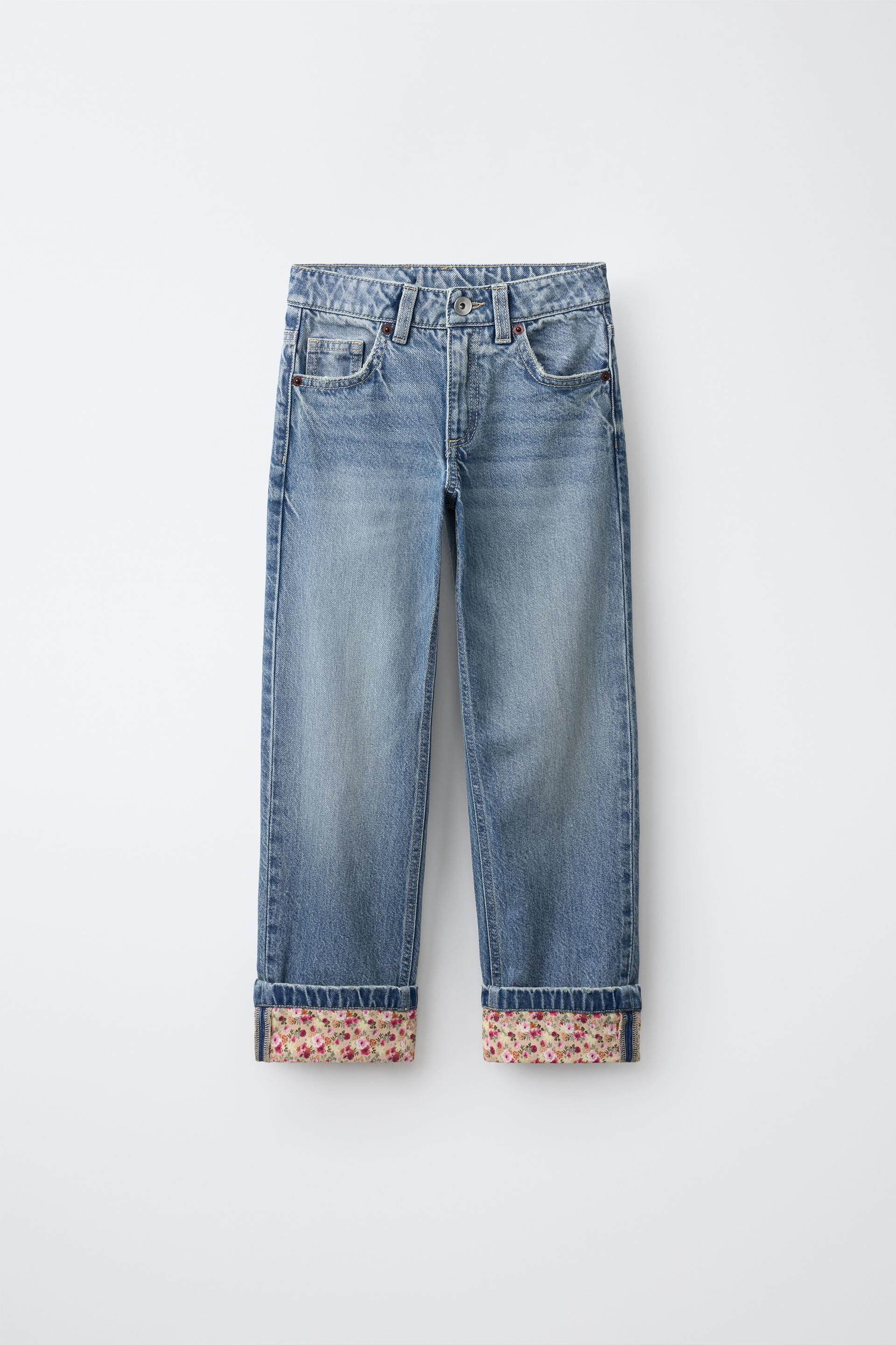 Zara - Butterfly Embroidered Wide Leg Jeans - Kids - Blue - Kids | Zara US