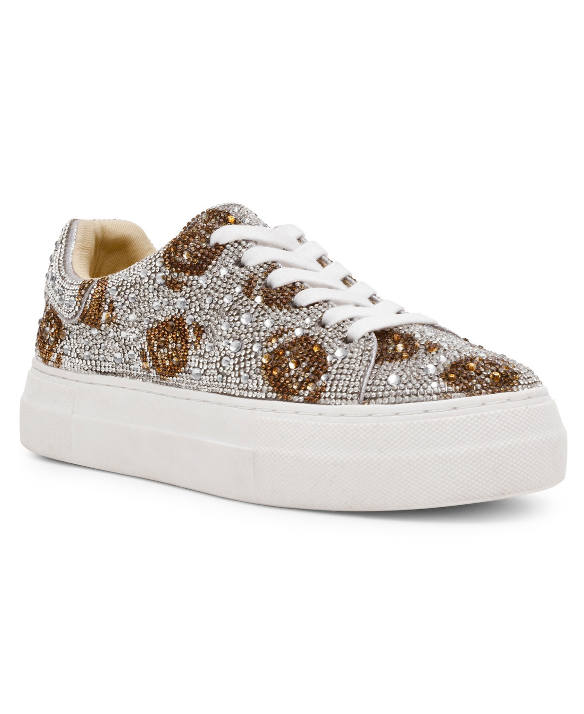 Betsey Johnson Women's Sidny Lace-Up Platform Sneakers - Silver Football | Macy's
