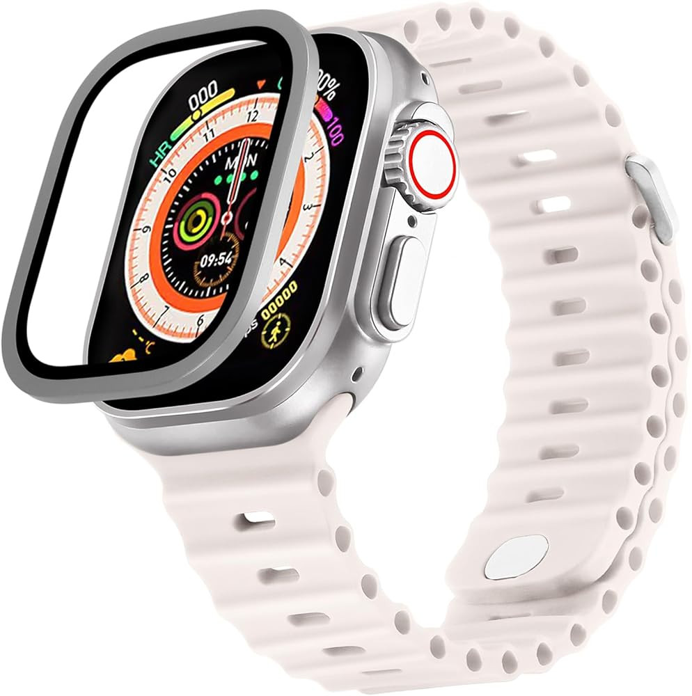 Compatible with apple watch ultra 2 band 49mm with Screen Protector Tempered Glass Sport,Soft Sil... | Amazon (US)