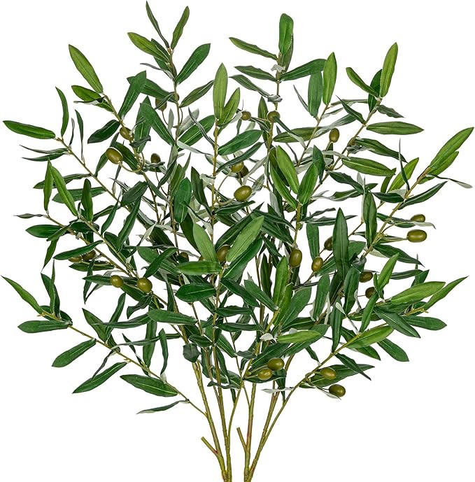 37" Faux Olive Leaves Greenery Stems for Floral Arrangements, 2 Pcs Artificial Leaves Branches wi... | Amazon (US)