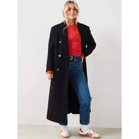 X Hattie Bourn Double Breasted Oversized Longline Coat - Black | Very (UK)