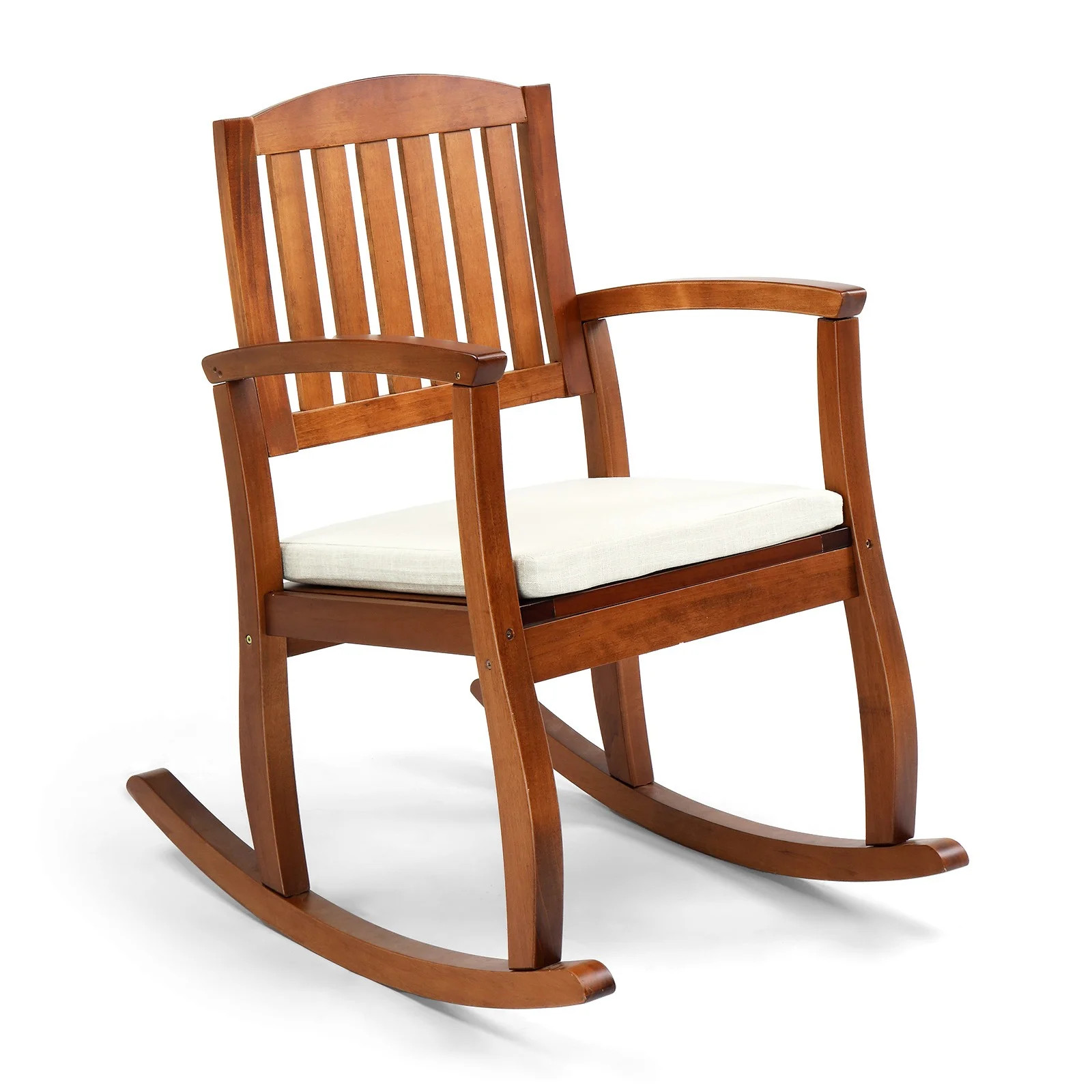 Zimtown Oversized Poplar Wood Outdoor Rocking Chair w/Cushion for Patio Garden Porch, Natural Woo... | Walmart (US)