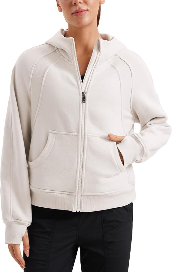 CRZ YOGA Womens Fleece Lined Full Zip Hoodies Oversized Long Sleeve Casual Workout Hooded Sweatsh... | Amazon (US)