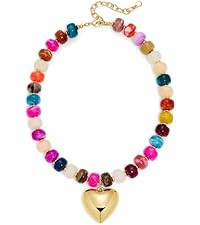 Puffy Gold Heart Necklaces For Women Chunky Beaded Necklace in Several Colorways Short Heart Chok... | Amazon (US)