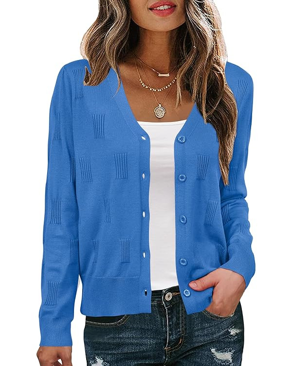 Arach&Cloz Women's Soft Cropped Cardigan Casual Lightweight Shrug Sweater Tops | Amazon (US)