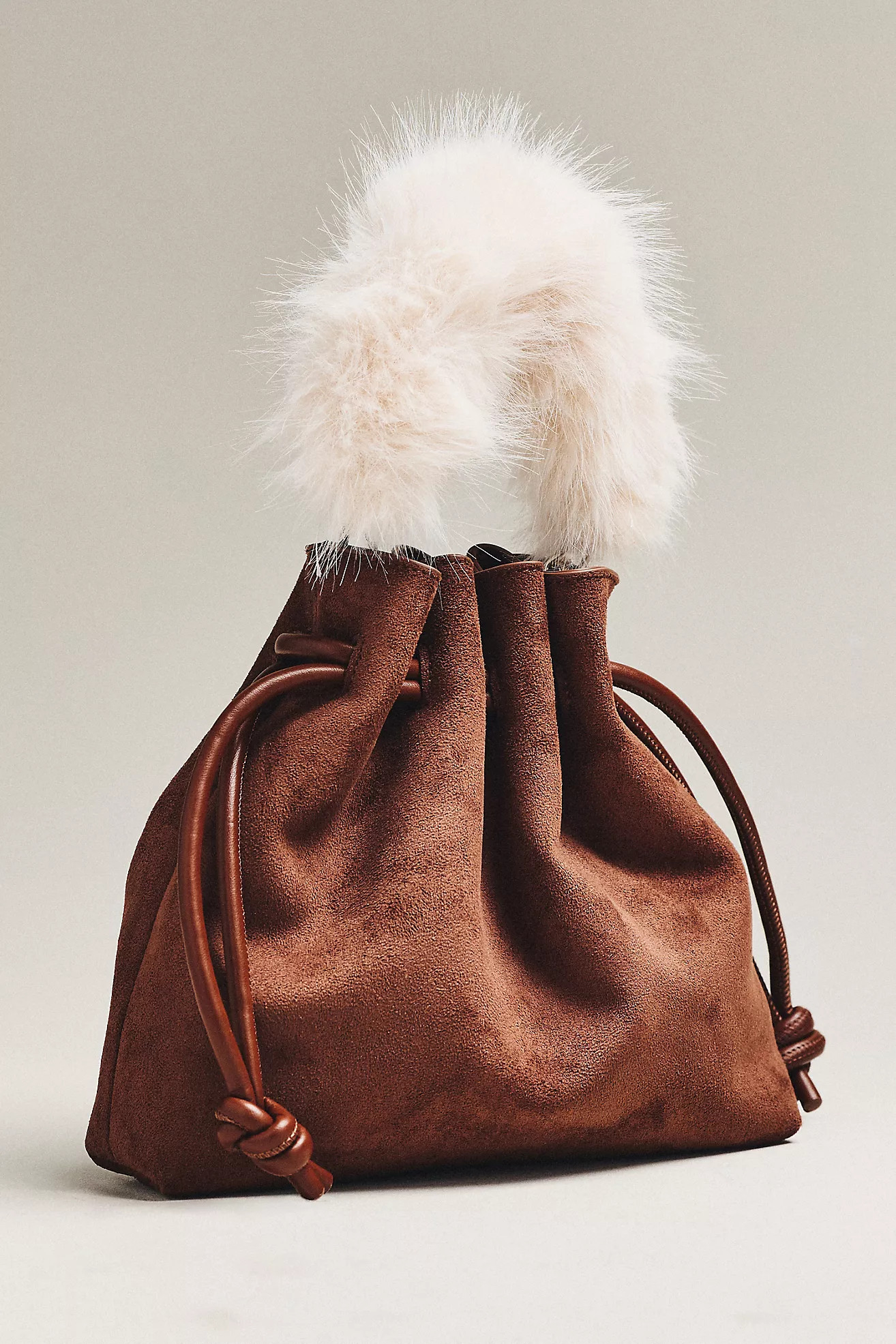 Cinched Suede Faux Fur Bucket Bag | Anthropologie (US)