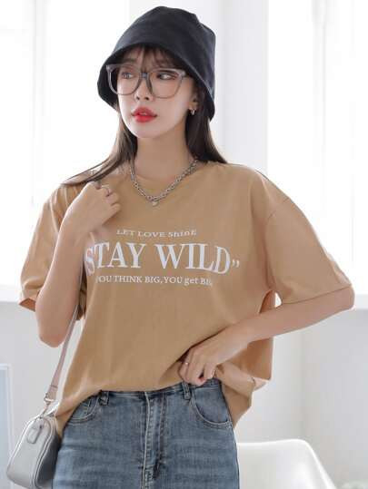 DAZY Slogan Graphic Drop Shoulder Tee | SHEIN