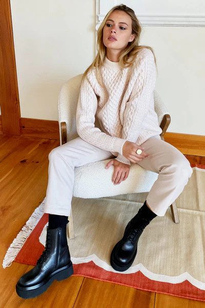 Lug Sole Platform Boot - Black Leather | Emerson Fry