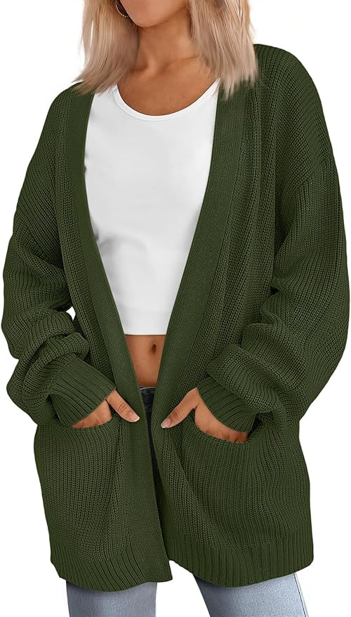 LILLUSORY Womens Oversized Cardigans Soft Knit Cardigan Sweater with Pockets | Amazon (US)