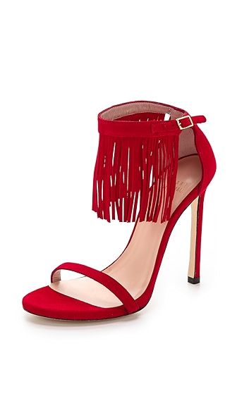 Stuart Weitzman Lovefringe Suede Sandals - Red | Shopbop
