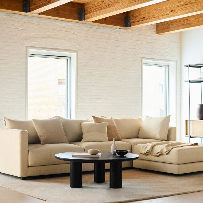 Melbourne 3-Piece Ottoman Sectional (116"&ndash;126") | West Elm (US)