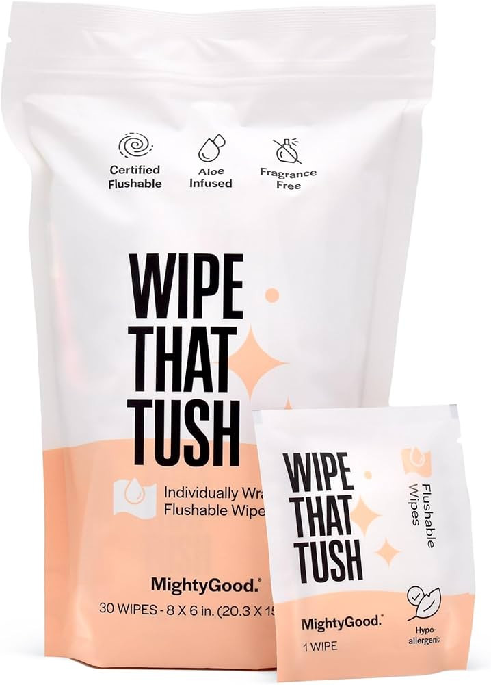 MightyGood. Wipe That Tush Single Use Flushable Wipes 30 Count | Amazon (US)