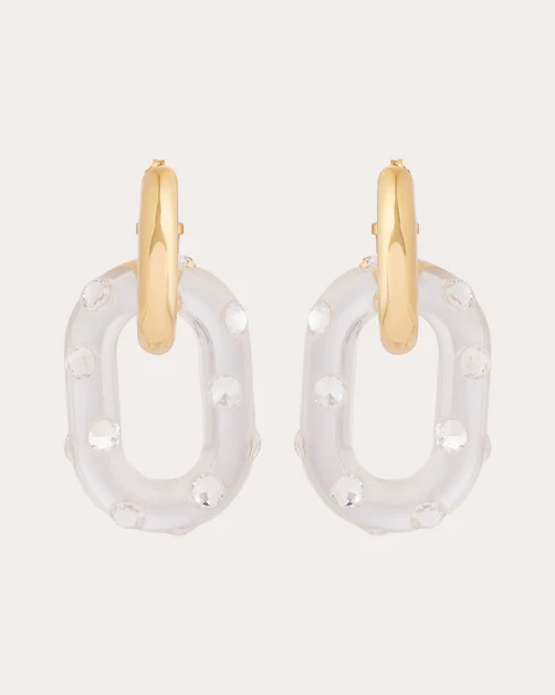 XL Link Crystal-Embellished Resin Earrings | Olivela