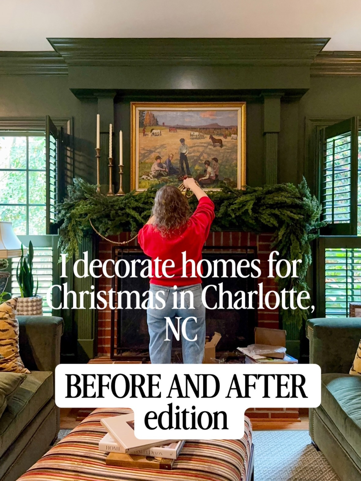 I decorate homes in the Charlotte, NC area for Christmas — from full tree installs to garlands, wreaths, mantle styling, porch decorating, and complete holiday transformations. This is what a beautiful before-and-after can look like when your space gets a warm, cozy, festive makeover. If you want your home to feel magical, intentional, and ready for the season, I’d love to help bring it to life.  DM me to reserve your spot 

#charlottencinteriordesigner #christmasdecoratingservice #waxhawnc #holidayhomedecor #charlottenchomes #christmashousemakeover #yourdesignerbff