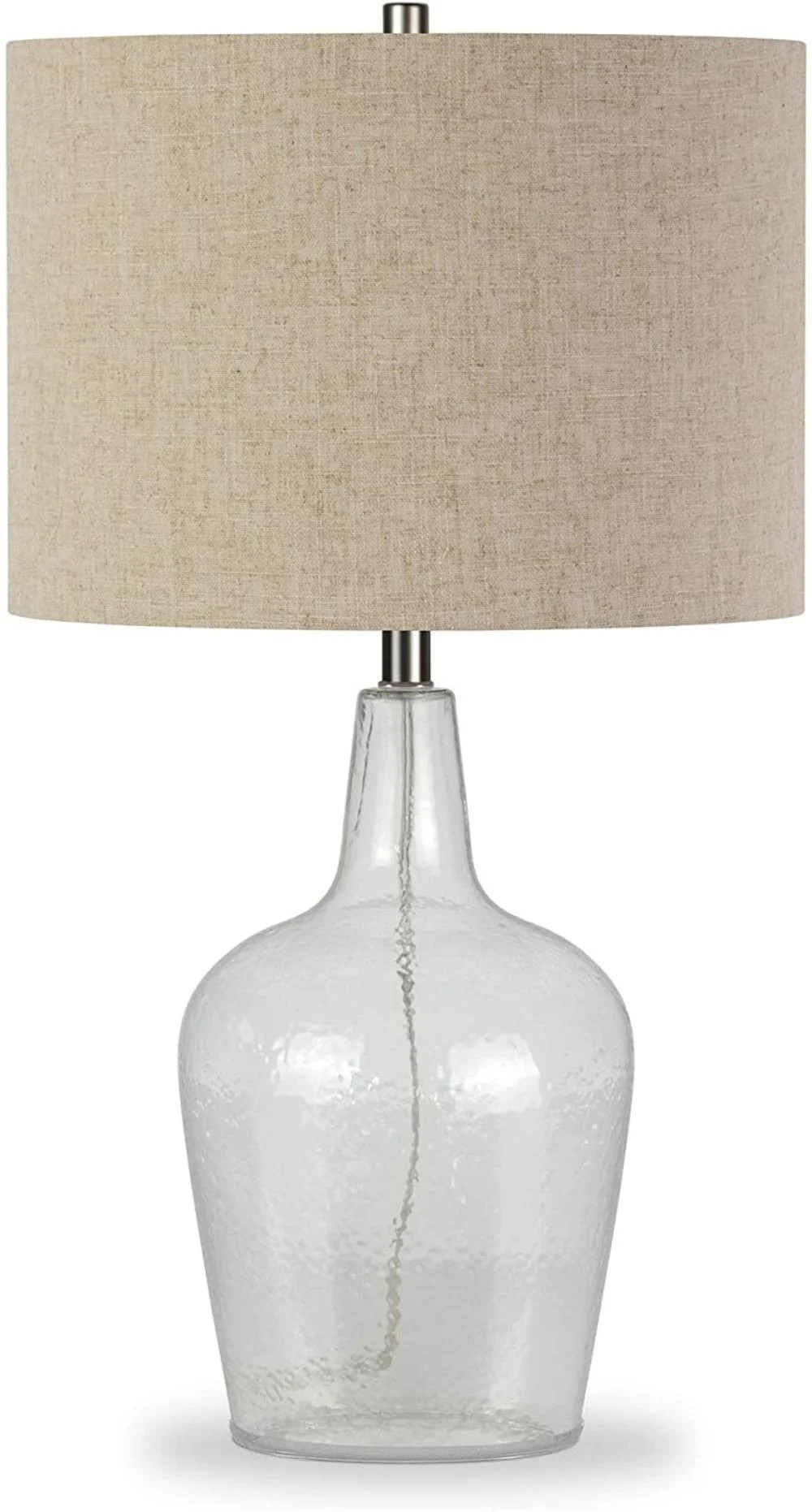 Henn&Hart TL0041 Coastal Bedside Table Made of Clear Class with White Linen Fabric Shade for Nigh... | Walmart (US)