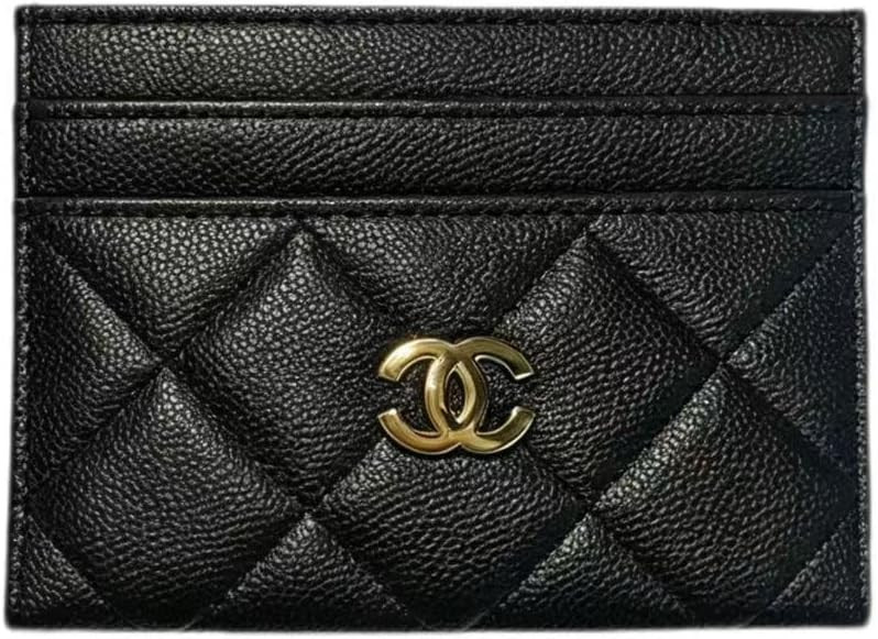 Quilted Caviar Leather Card Holder with Gold-Tone Hardware | Amazon (US)