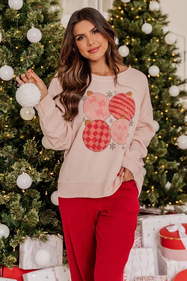 Retro Ornaments Pale Pink Graphic Sweatshirt | Pink Lily