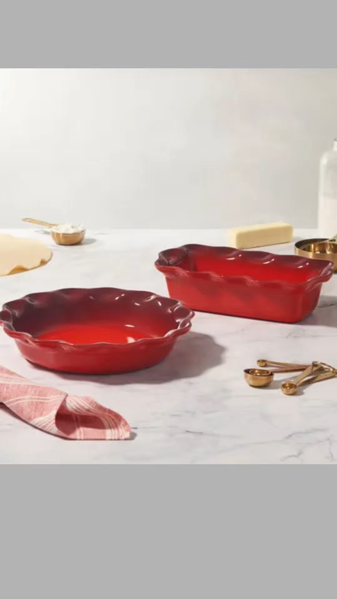 SALE! Le Creuset Heritage Fluted Pie Dish & Loaf Pan Set Sale $79.96 Was $111.95
* Dimensions and weights: 
    * 1.1 qt. loaf pan: 10.5" L x 6.1" W x 3.1" H; 2.9 lb.
    * Pie dish: 9" diameter x 10.2" L x 2.2"; 2.9
#LeCreusetSale 

#LTKHome #LTKFindsUnder100 #LTKSaleAlert