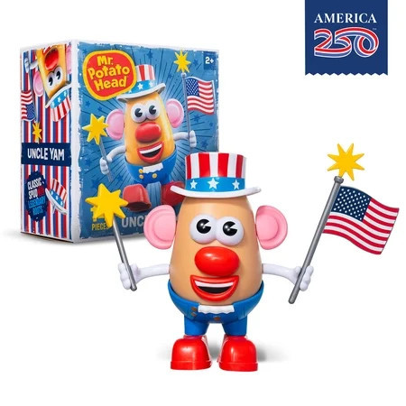 Mr. Potato Head Uncle Yam Walmart Exclusive 250th Anniversary, 14 Mix & Match Pieces, Flag Accessory & Storage Compartment, Ages 2+ | Walmart (US)