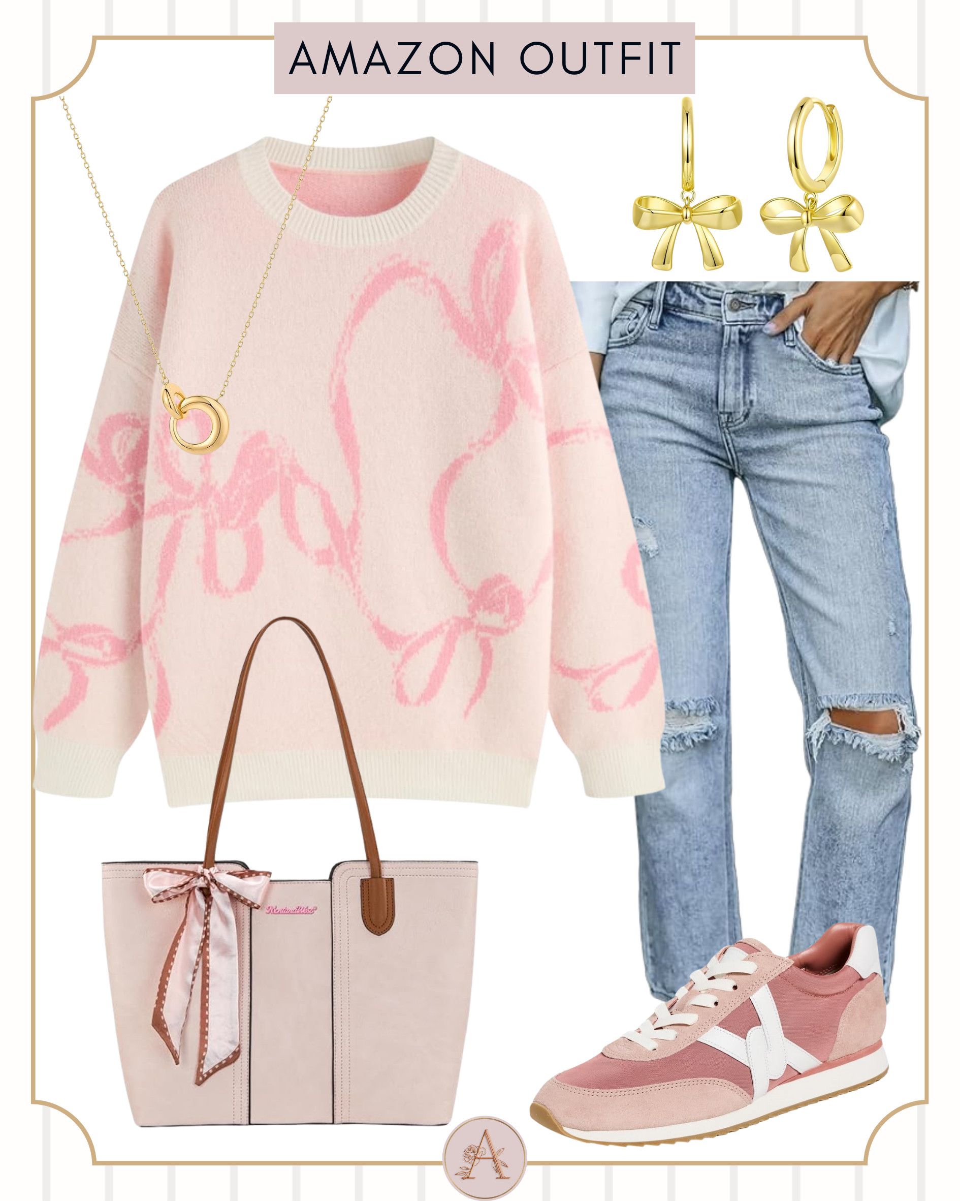 Cozy pink Amazon outfit 💕 obsessed with this heart sweater + comfy sneakers—perfect for casual winter days & weekend errands. 

 #LTKootd #LTKmomlife