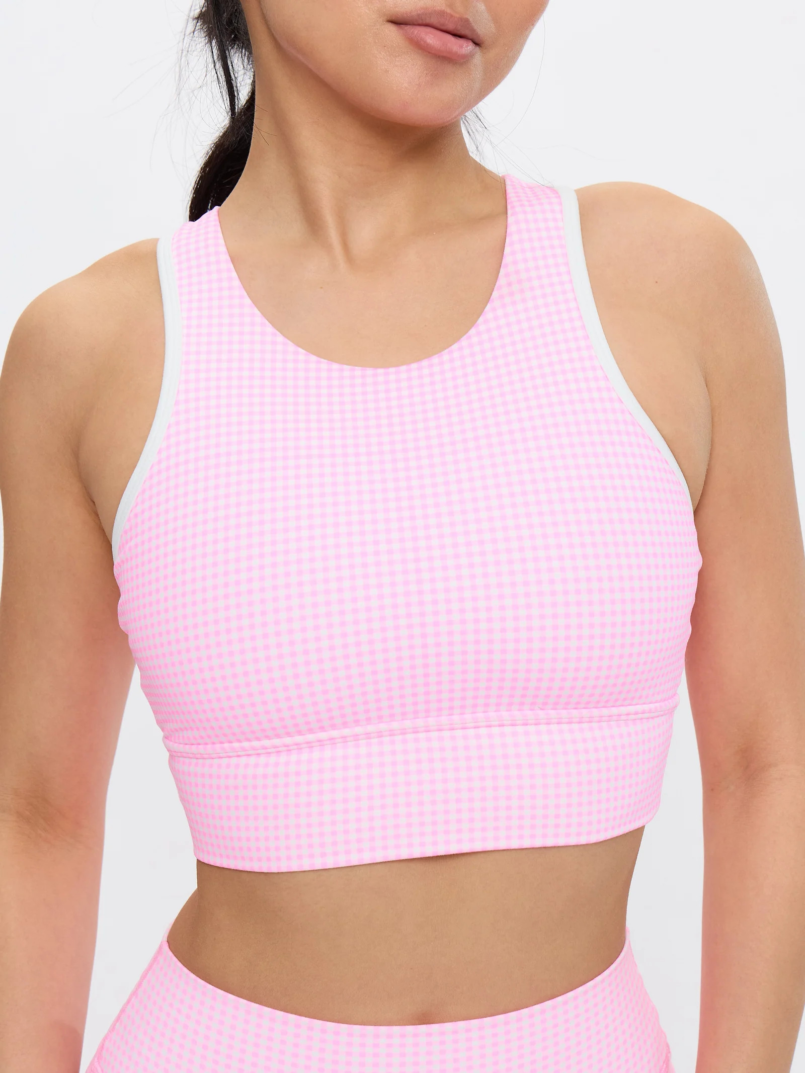 Geo Sports Bra - Pink Gingham | Buffbunny Collection