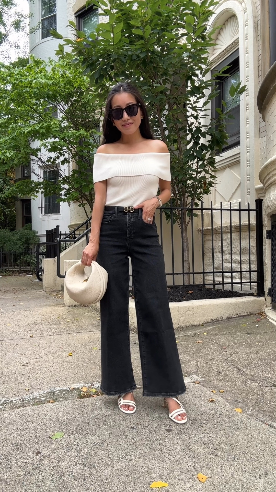 First time trying on Good American jeans from the #nsale , and they did not disappoint   

• charcoal jeans 0. Size up - these are so flattering and comfortable with some shaping power! My usual size 00 did fit (great for a 24” waist) but for my 25” waist I was more comfortable in a size up.

Size 0 measures 12.25” across the waist, 10” rise, 26” inseam.

These are a cropped style but fit full length on me with flats, and they are wide but not too wide. Only a tad wider than my usual Madewell jeans. 

These are a medium weight higher stretch denim with sculpting power at the waist, and the rise for me is perfect!

• Nordstrom sandals 5.5 - great look for less for my reformation sandals that i wear all the time, and so far they seem a little more comfortable too due to the thicker heel and wider straps. TTS. I’m thinking of getting the black pair too and will do size 5. 

• Off shoulder top has little stitches that keep the flipped off shoulder part secured down! Ribbed knit, TTS. Armholes on the slightly bigger side. I Wore this with adhesive nippies

• dolce vita flats 5.5 @Nordstrom #Nordstrompartner 

#LTKfindsunder100 #LTKsalealert #LTKworkwear

#LTKxNSale