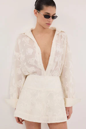 AZALEA OFF WHITE JACQUARD MINI SKIRT | DISSH