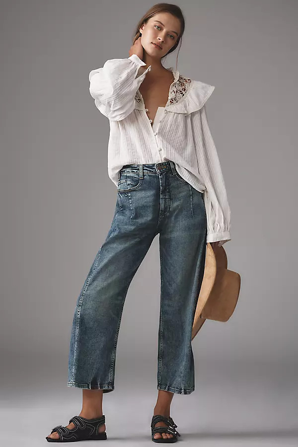 The Kenna Mid-Rise Heritage Barrel Jeans by Pilcro | Anthropologie (UK)
