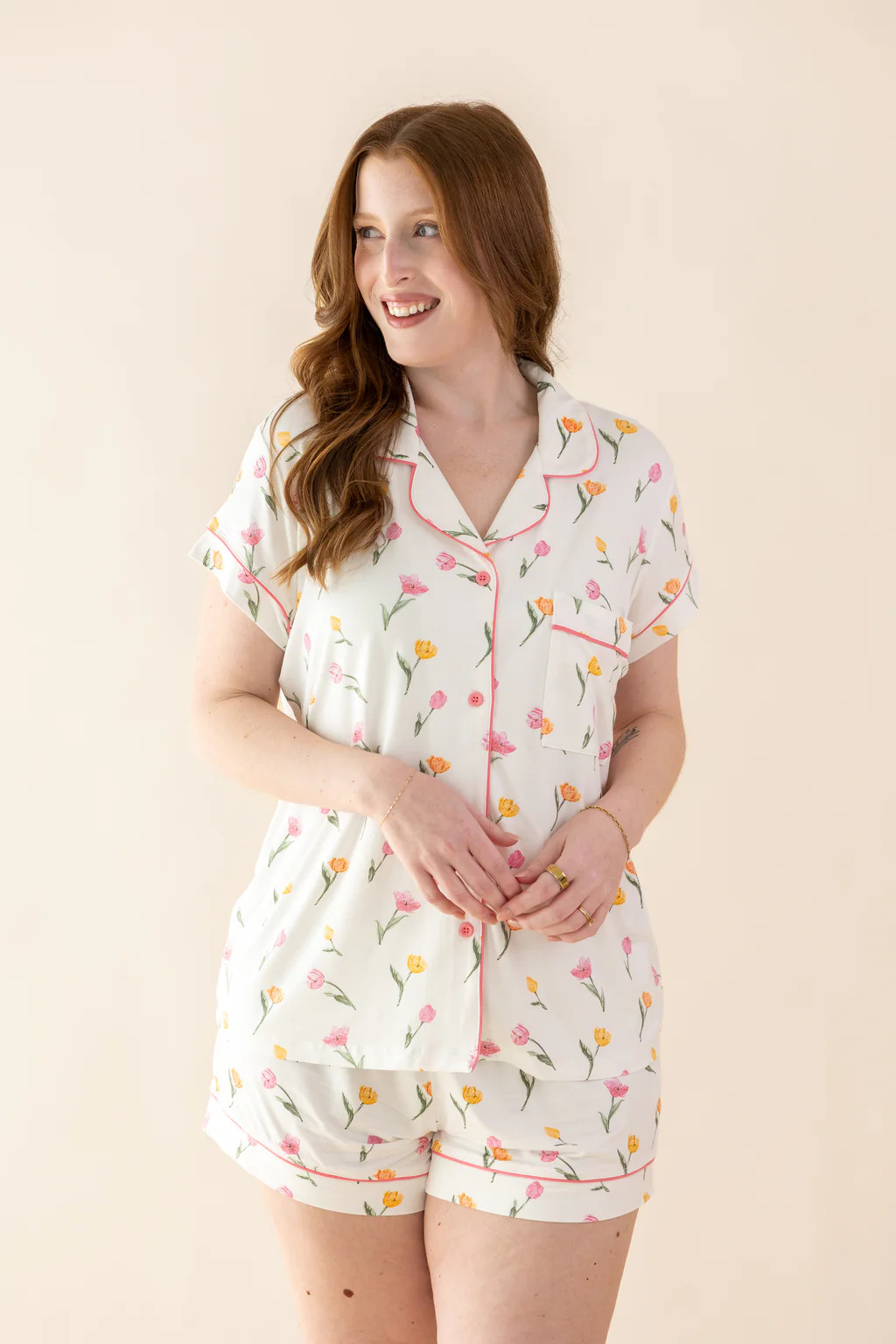 Women's Short Sleeve Pajama Set in Tulip | Kyte Baby