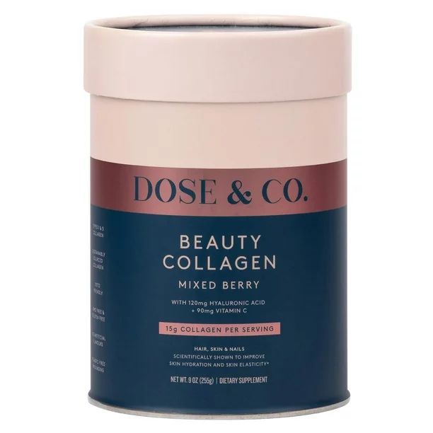 DOSE & CO Beauty Collagen (Mixed Berry) - Hydrolyzed Collagen Peptides Supplement - Non-GMO, Glut... | Walmart (US)
