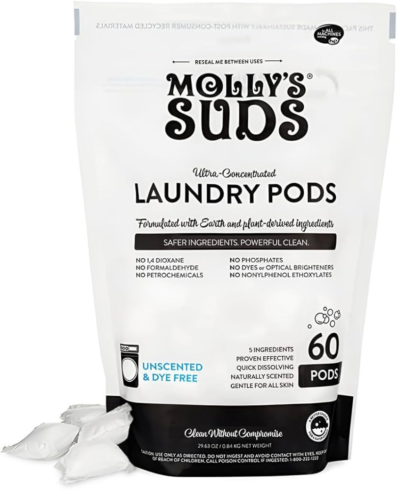 Molly's Suds Laundry Detergent Pods | Natural Detergent for Sensitive Skin | Ultra Concentrated a... | Amazon (US)
